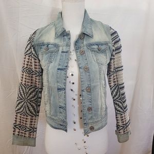 DENIM JACKET WITH SWEATER SLEEVES KIDS